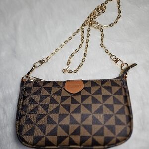 NWOT Brown Ragsto Vegan Leather Geometric Women's Crossbody Bag